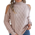Damen schulterfreier Sweater in Weinrot