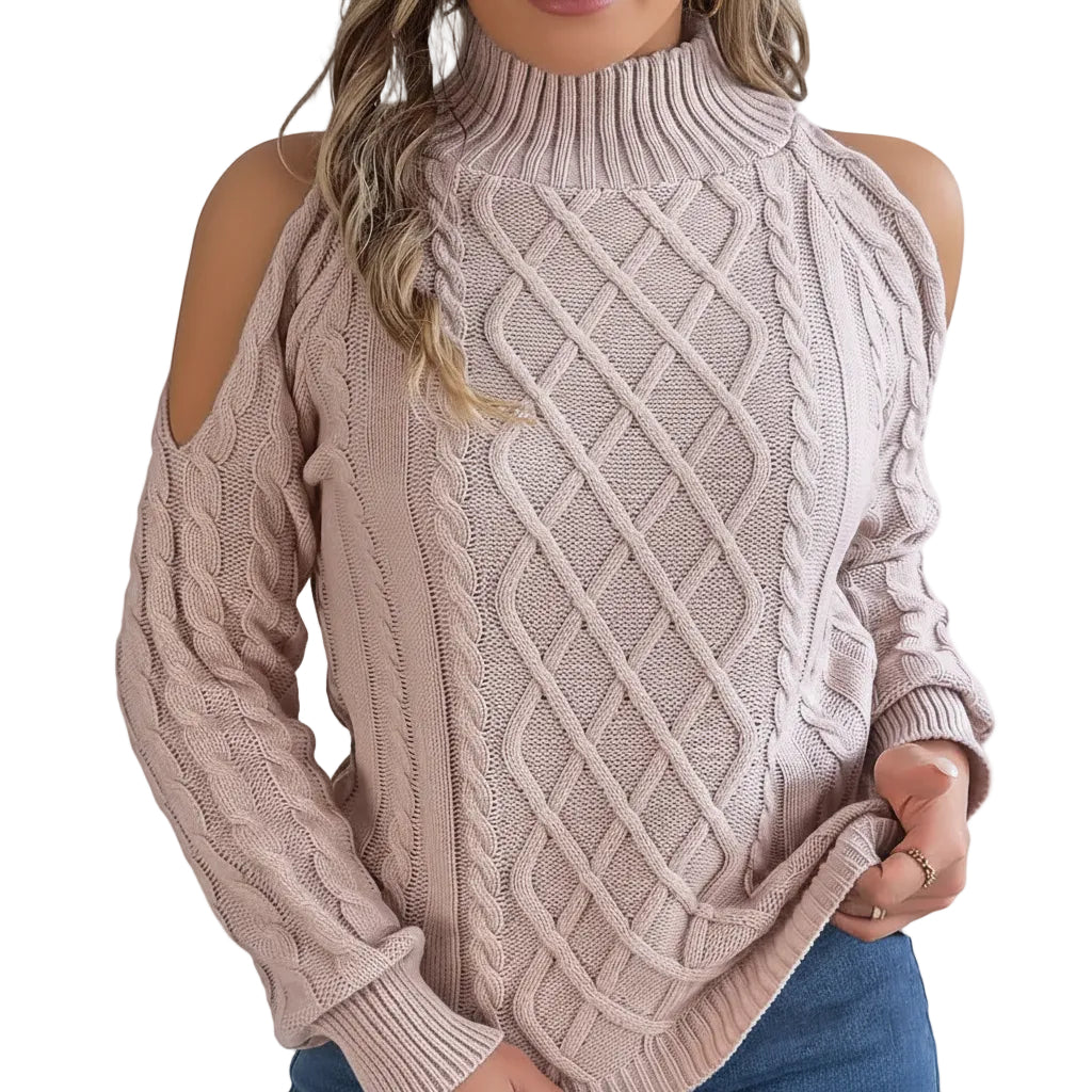 Damen schulterfreier Sweater in Weinrot