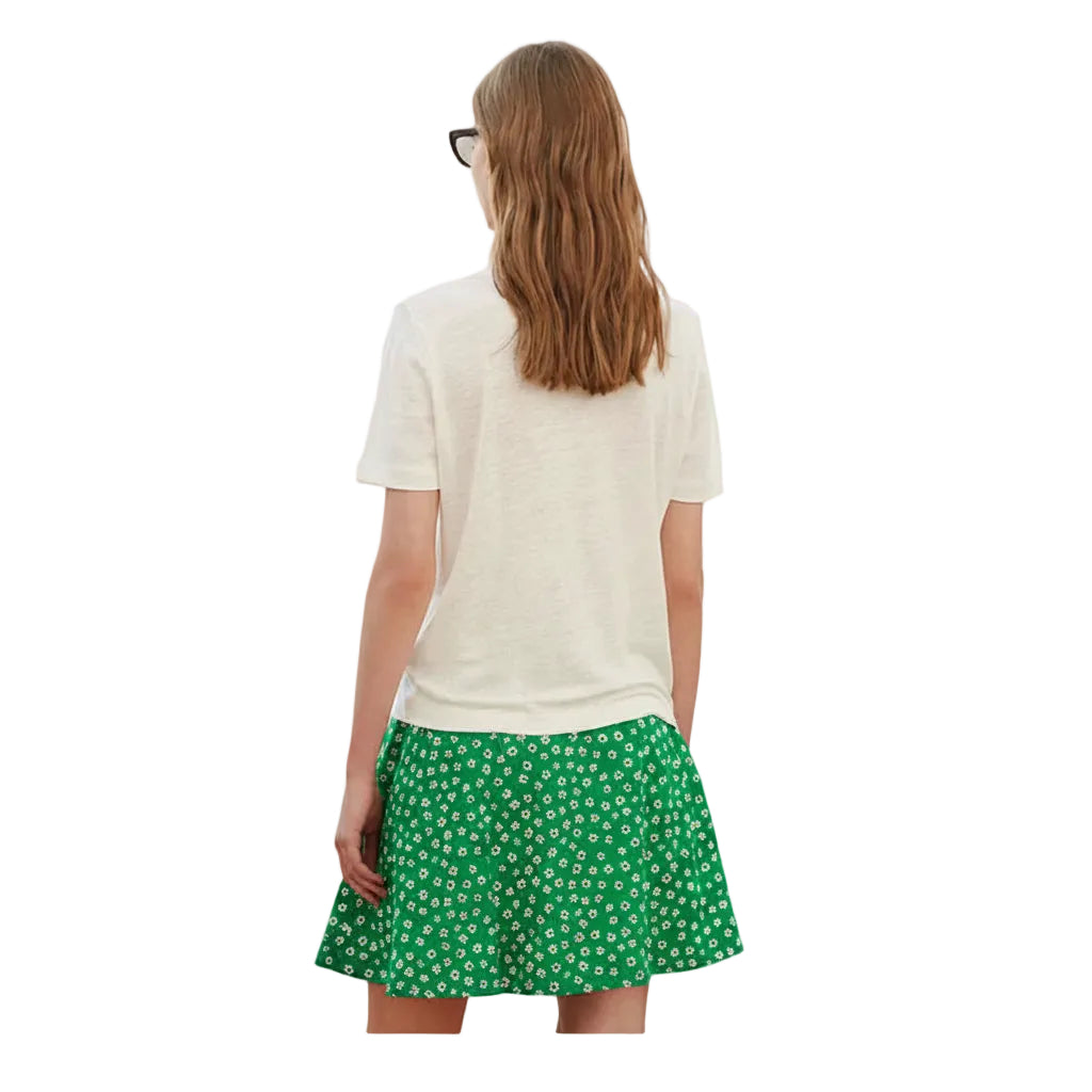 Damen Kurzarm T-Shirt aus Baumwolle in Weiß mit rotem Text