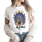 Damen T-Shirt mit Mondgrafik aus Baumwolle in Weiß Vorderansicht