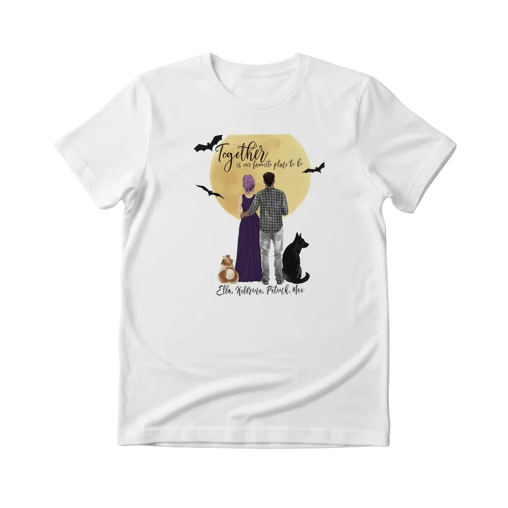 Damen Kurzarm T-Shirt mit Mondgrafik in Weiß