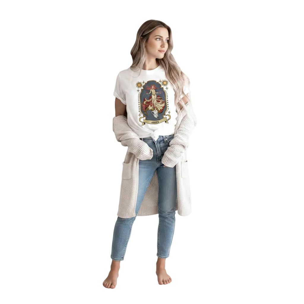 Weiße Damen Baumwollshirt mit Mondgrafik
