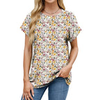 Damen T-Shirt mit lockerer Passform in Schwarze Blume