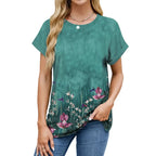 Damen T-Shirt mit lockerer Passform in Wellenblume