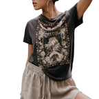Damen T-Shirt mit Retro Print Vorderansicht