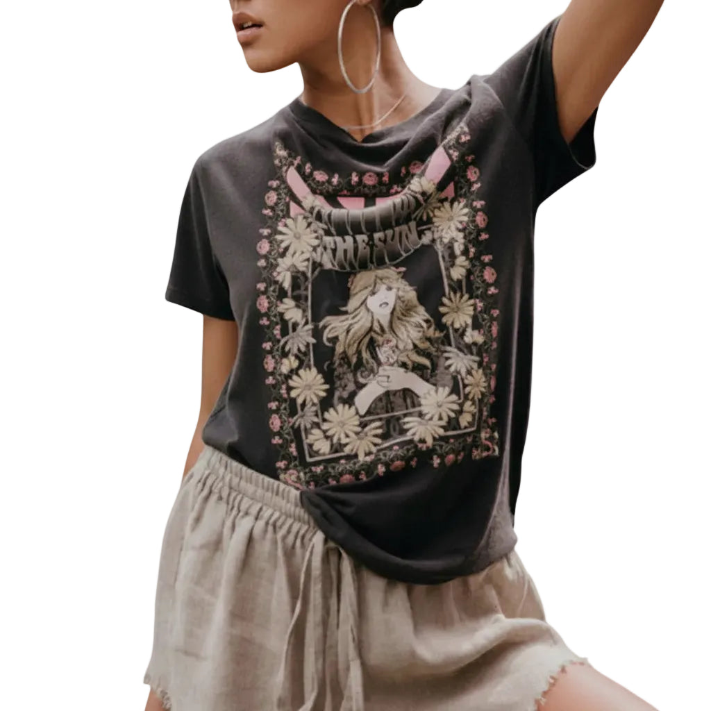 Damen T-Shirt mit Retro Print Vorderansicht