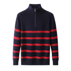 Herren Sweater mit gestreiftem Design in Dunkelblau Weiß