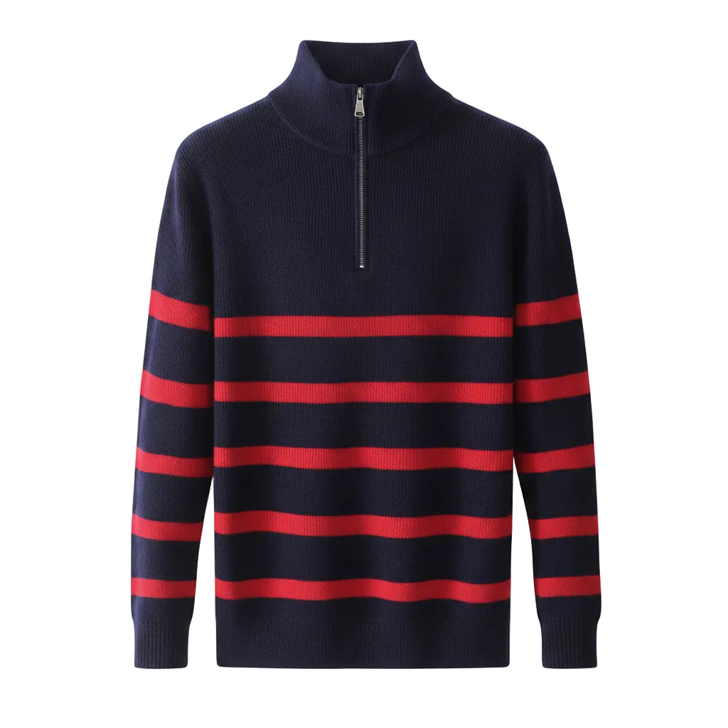 Herren Sweater mit gestreiftem Design in Dunkelblau Weiß