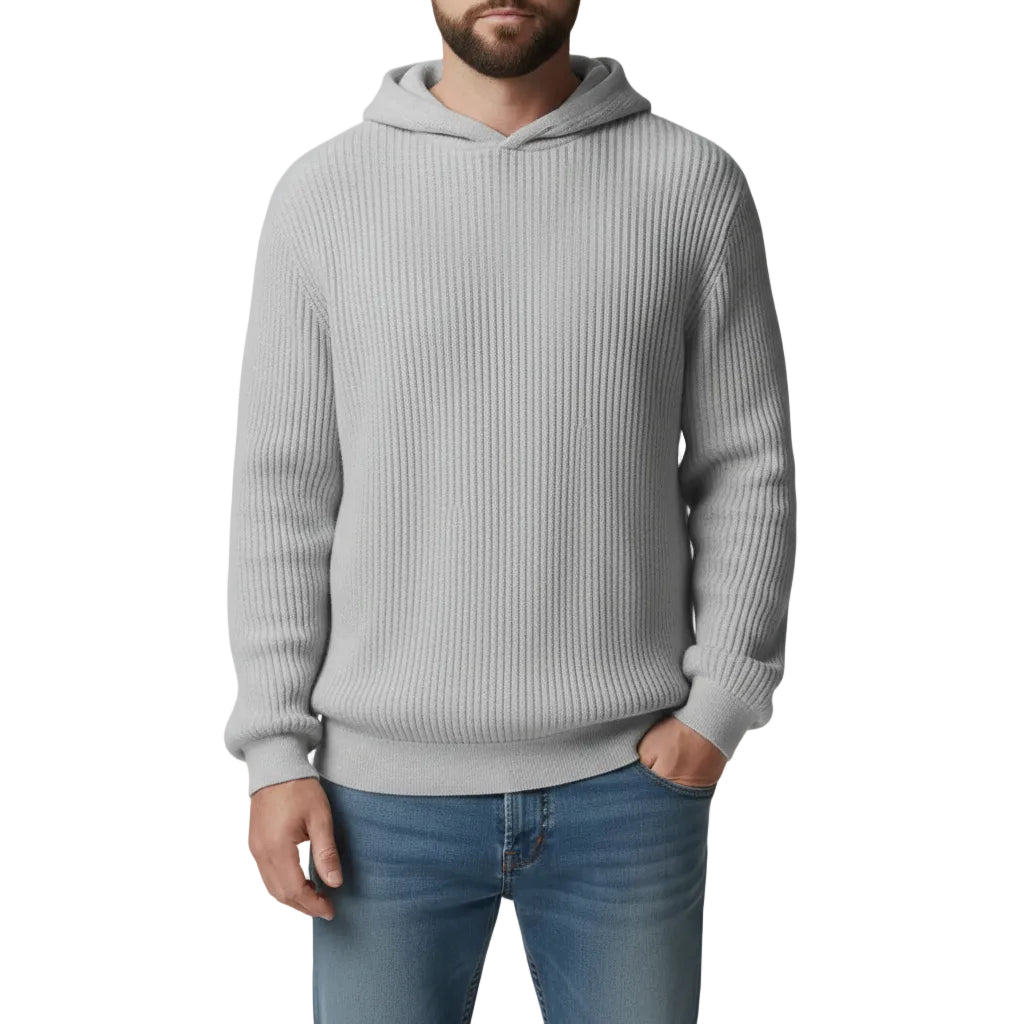 Herren Hoodie mit Rundhalsausschnitt in Schwarz Vorderansicht