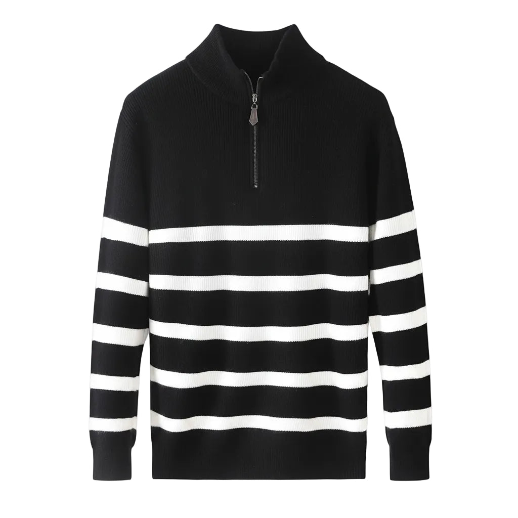 Herren Sweater mit gestreiftem Design in Dunkelblau Rot