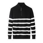 Herren Rundhals Sweater in Schwarz Weiß