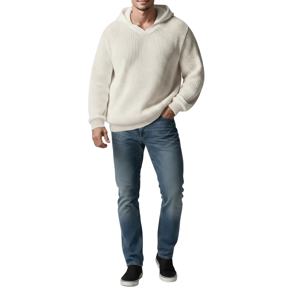 Herren Hoodie mit Rundhalsausschnitt in Hellgrau Vorderansicht
