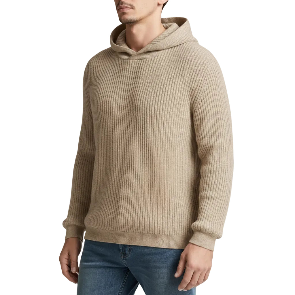 Herren Hoodie mit Rundhalsausschnitt in Khaki Vorderansicht