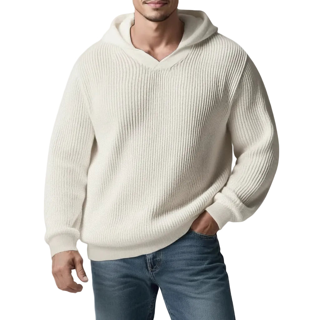 Herren Rundhals Hoodie in Cremeweiß