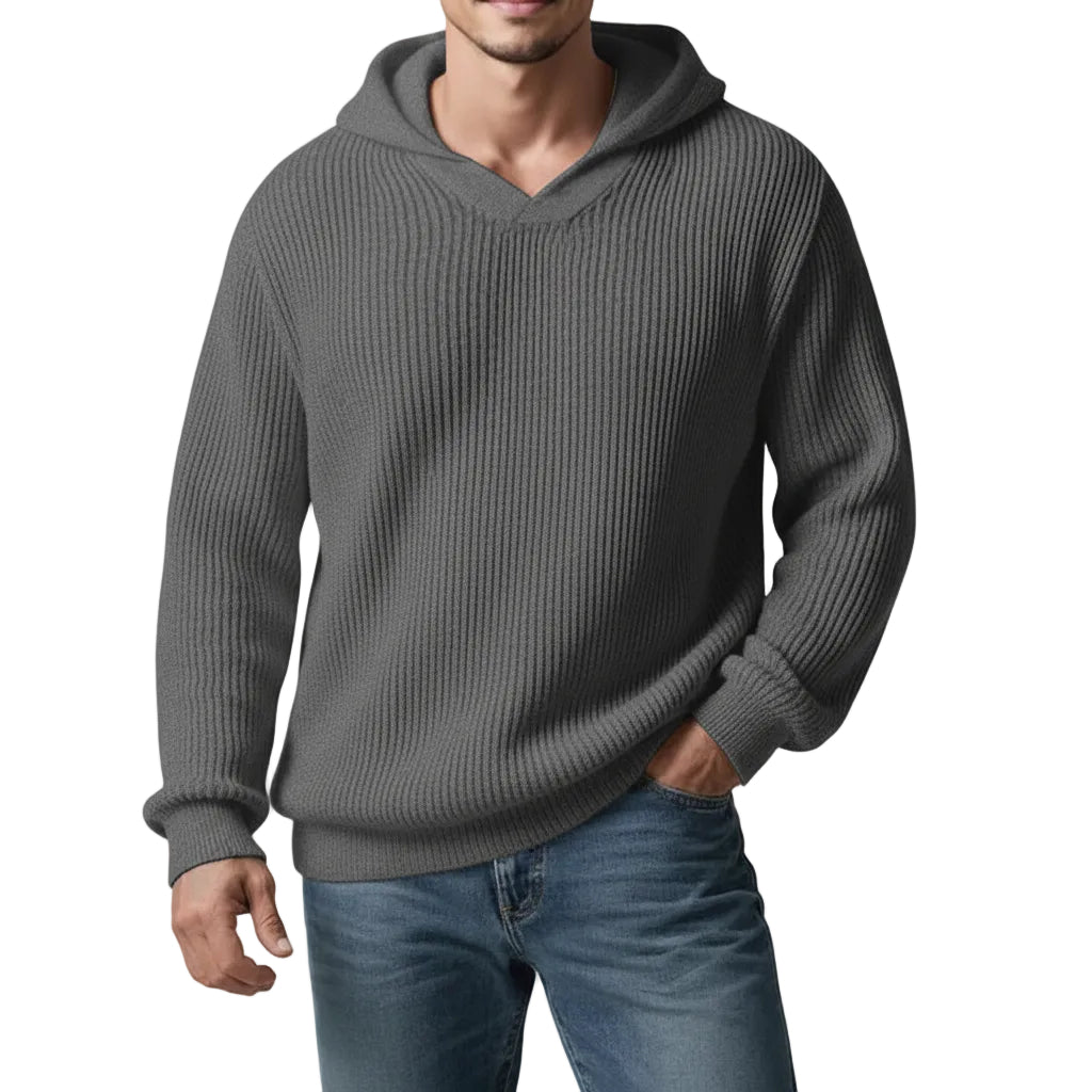 Herren Rundhals Hoodie in Schwarz