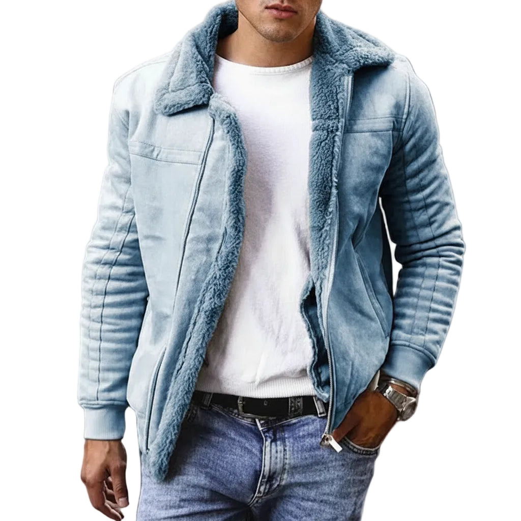 Herren Jacke mit Reißverschluss in Blau Vorderansicht