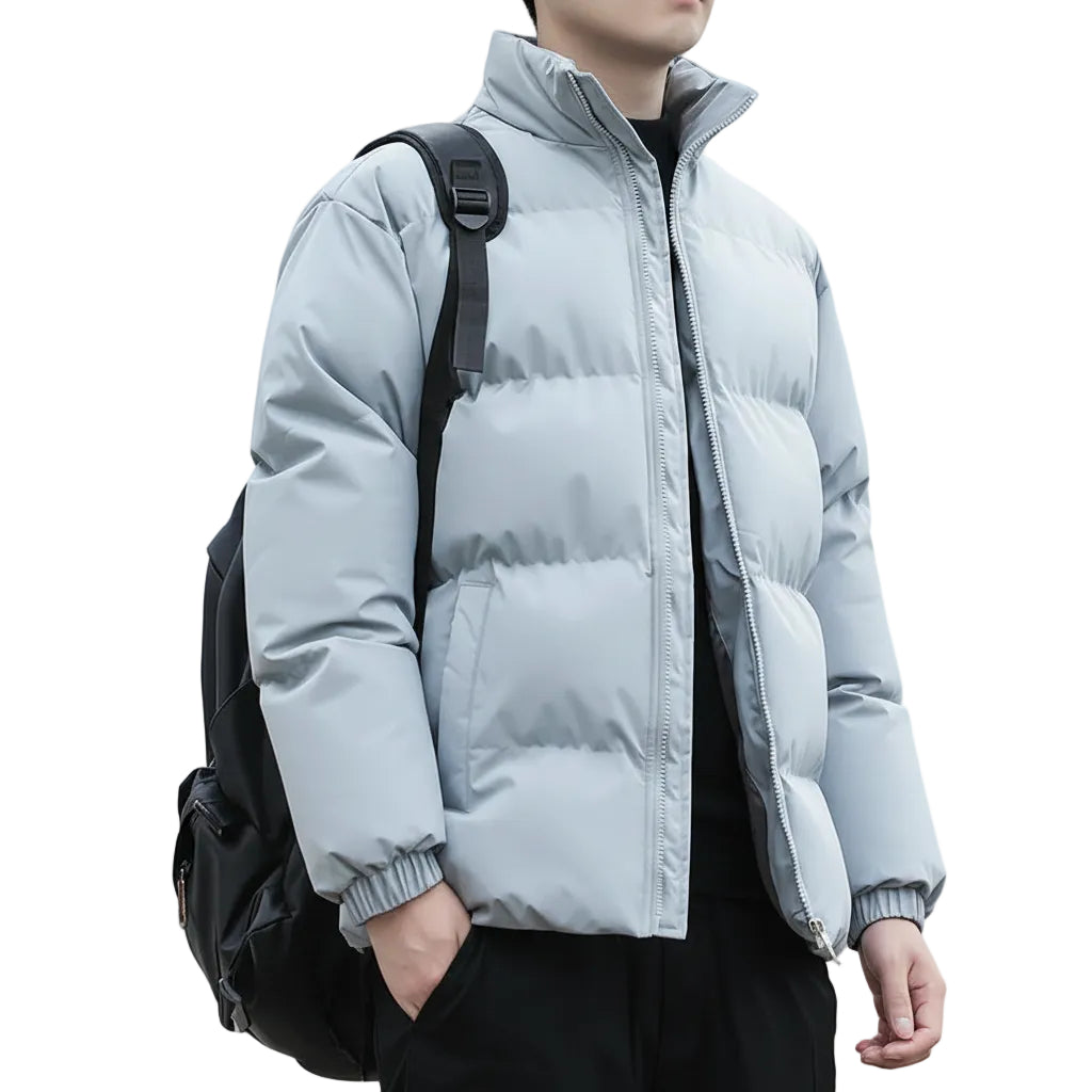 Herren Jacke mit Stehkragen in Khaki Vorderansicht