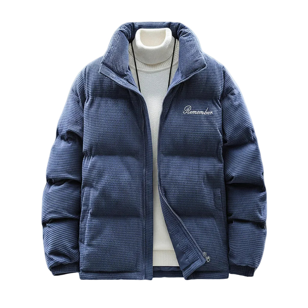 Herren Jacke mit Waffelstruktur in Blau Vorderansicht
