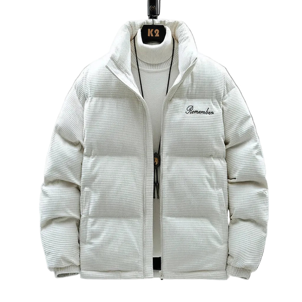Herren Jacke mit Waffelstruktur in Khaki Vorderansicht