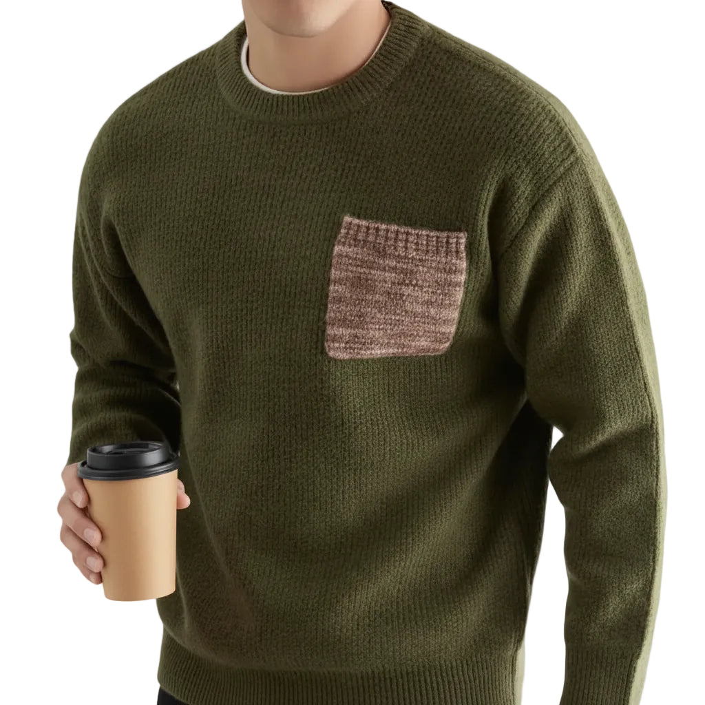 Herren Strick Sweater mit klassischem Design in Dunkelgrün