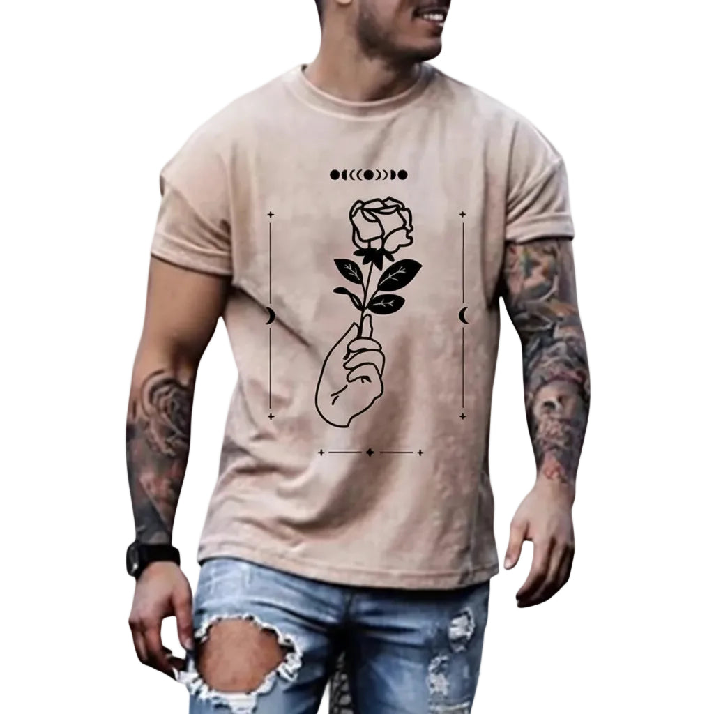Herren T-Shirt in großen Größen mit Print in Grün Vorderansicht